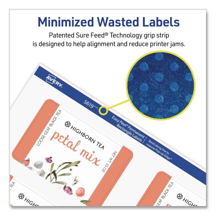 AVERY PRODUCTS CORPORATION Rectangular Labels with Sure Feed Technology, Inkjet/Laser, 2 x 3, Matte White, 8 Labels/Sheet, 25 Sheets/Pack (AVE05619) thumbnail 4