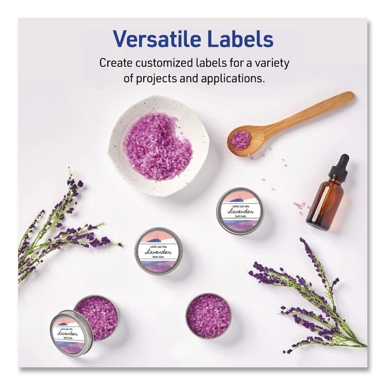 AVERY PRODUCTS CORPORATION Waterproof Round Labels with Sure Feed Technology, Laser/Pigment-Based Inkjet, 2" dia, Matte White, 12/Sheet, 8 Sheets/Pack (AVE05657) thumbnail 4