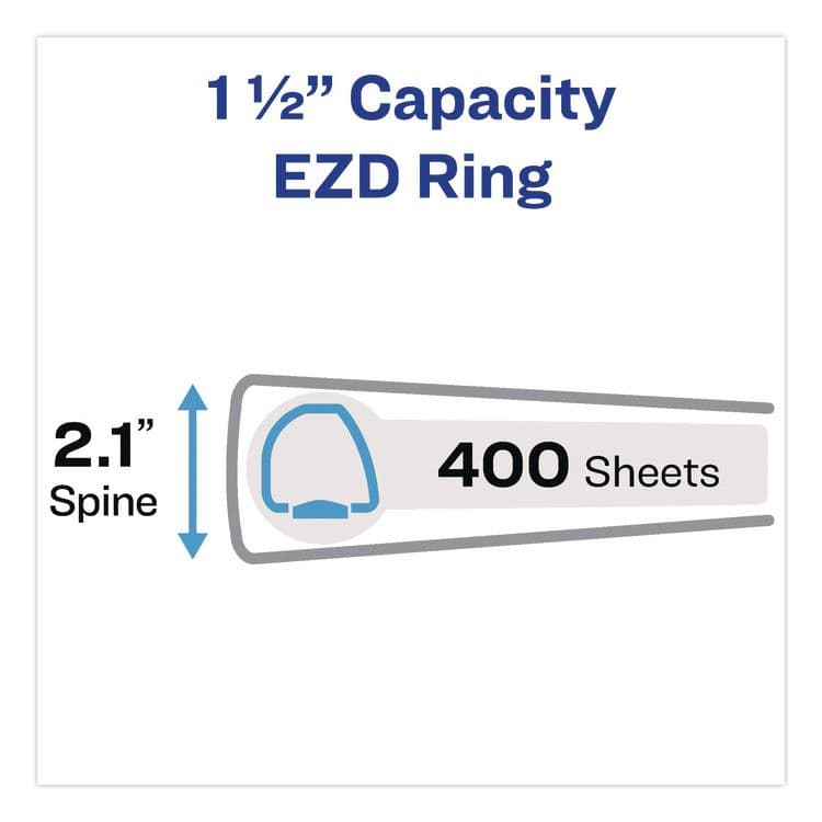 AVERY PRODUCTS CORPORATION Durable View Binder with DuraHinge and EZD Rings, 3 Rings, 1.5" Capacity, 11 x 8.5, White, 12/Carton (AVE09401CT) thumbnail 2