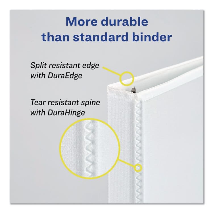 AVERY PRODUCTS CORPORATION Durable View Binder with DuraHinge and EZD Rings, 3 Rings, 1.5" Capacity, 11 x 8.5, White, 12/Carton (AVE09401CT) thumbnail 4
