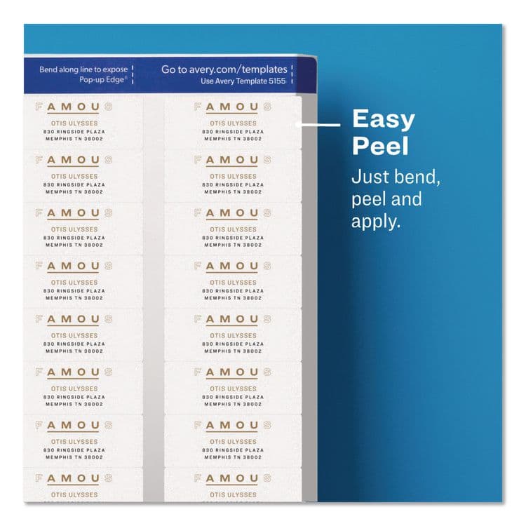 AVERY PRODUCTS CORPORATION Easy Peel Return Address Labels with Sure Feed Technology, Inkjet, 0.66 x 1.75, Matte Clear, 60/Sheet, 10 Sheets/Pack (AVE18695) thumbnail 3