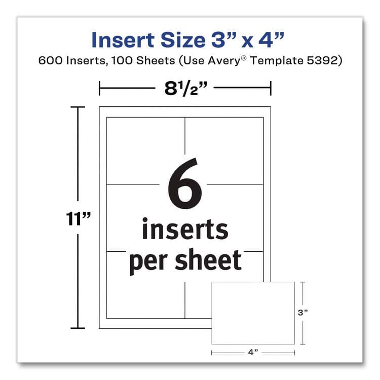 AVERY PRODUCTS CORPORATION Name Badge Insert Refills, Horizontal, 3 x 4, White, 600/Pack (AVE35392) thumbnail 4