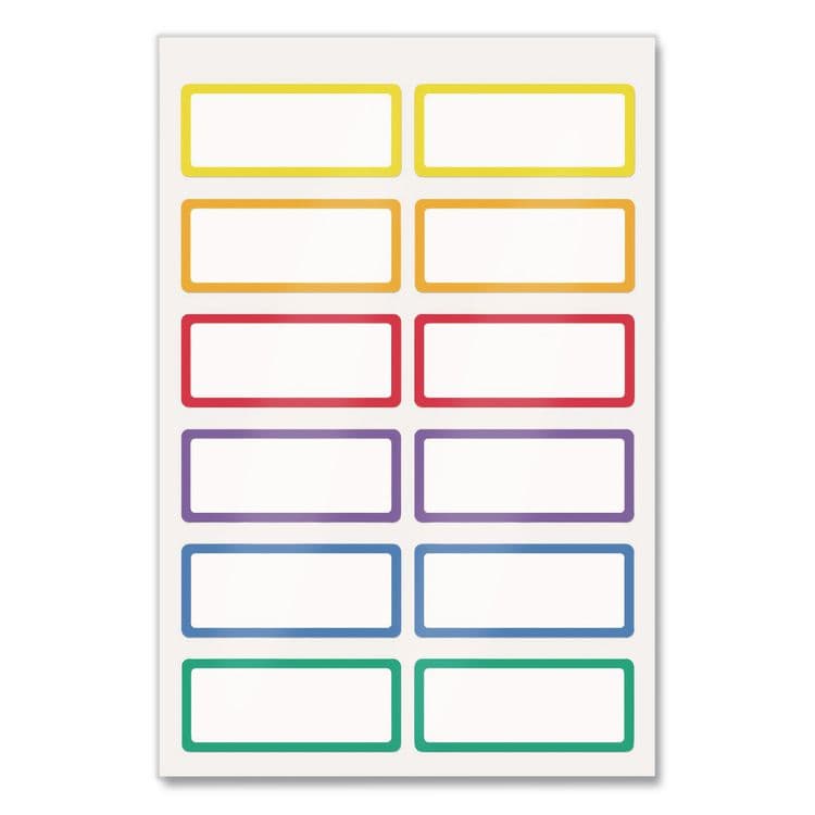 AVERY PRODUCTS CORPORATION No-Iron Fabric Labels, Rainbow Border, Handwrite Only, 0.75 x 1.75, White, 12/Sheet, 2 Sheets/Pack (AVE40706)