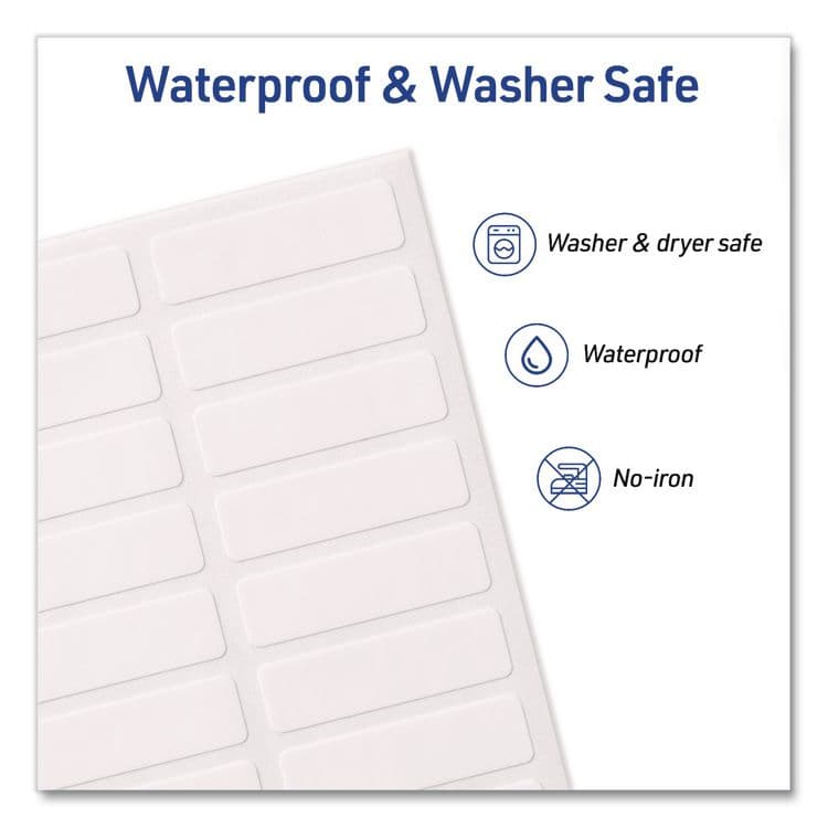 AVERY PRODUCTS CORPORATION No-Iron Fabric Labels, Handwrite Only, 0.5 x 1.75, White, 18/Sheet, 10 Sheets/Pack (AVE40721) thumbnail 4
