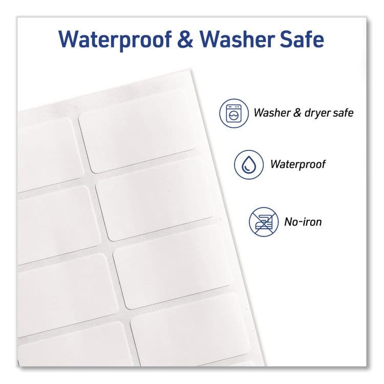 AVERY PRODUCTS CORPORATION No-Iron Fabric Labels, Handwrite Only, 1 x 1.75, White, 10/Sheet, 10 Sheets/Pack (AVE40723) thumbnail 4