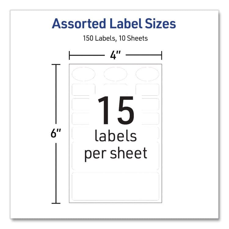 AVERY PRODUCTS CORPORATION No-Iron Fabric Labels, Handwrite Only, Assorted Shapes and Sizes, White, 15/Sheet, 10 Sheets/Pack (AVE40726) thumbnail 3