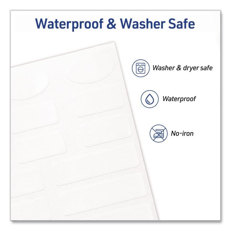 AVERY PRODUCTS CORPORATION No-Iron Fabric Labels, Handwrite Only, Assorted Shapes and Sizes, White, 15/Sheet, 10 Sheets/Pack (AVE40726) thumbnail 4