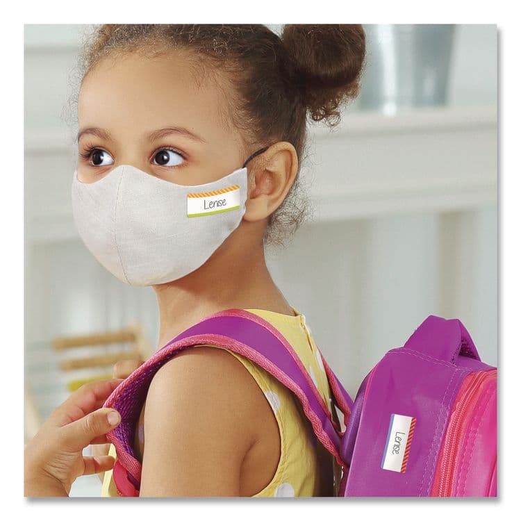 AVERY PRODUCTS CORPORATION No-Iron Fabric Labels, Multicolored Border, Handwrite Only, 0.75 x 1.75, White, 12/Sheet, 2 Sheets/Pack (AVE40774) thumbnail 2