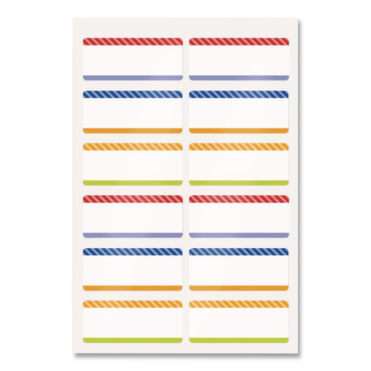 AVERY PRODUCTS CORPORATION No-Iron Fabric Labels, Multicolored Border, Handwrite Only, 0.75 x 1.75, White, 12/Sheet, 2 Sheets/Pack (AVE40774)