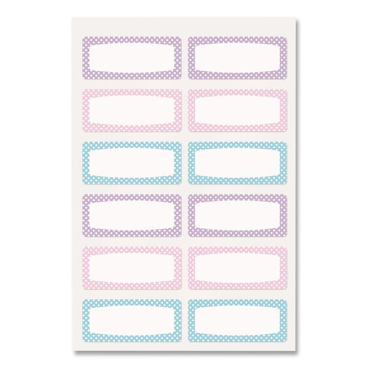 AVERY PRODUCTS CORPORATION No-Iron Fabric Labels, Pastel Borders, Handwrite Only, 0.75 x 1.75, White, 12/Sheet, 2 Sheets/Pack (AVE40775)