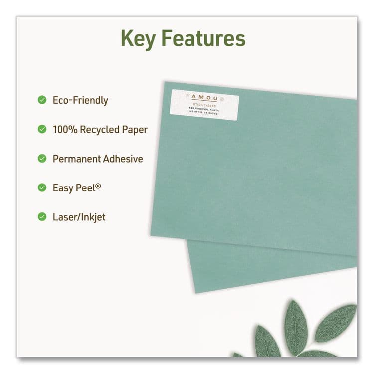 AVERY PRODUCTS CORPORATION EcoFriendly Recycled Return Address Labels, Inkjet/Laser, 0.66 x 1.75, White, 60/Sheet, 10 Sheets/Pack (AVE48806) thumbnail 2