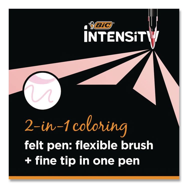 BIC CORP. Intensity Fineliner Dual Tip Felt Pen, Stick, Fine 0.7 mm Bullet, Variable Brush, Assorted Pastel Ink/Barrel Colors, 6/Pack (BICFPPDT6AST) thumbnail 3