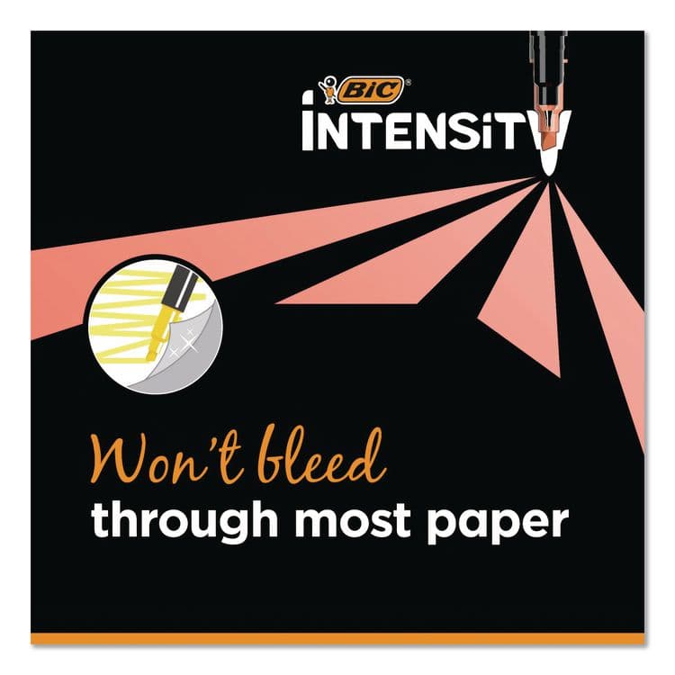 BIC CORP. Intensity Dual-Tip Highlighters, Assorted Ink Colors, Chisel/Needle Tips, Black Barrel, 6/Pack (BICHLPDT6AST) thumbnail 4