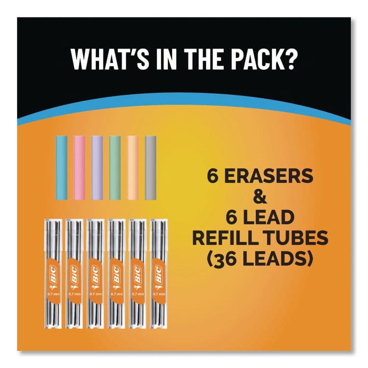 BIC CORP. Break Resistant Lead Refills, 0.7 mm, HB, Black, 6 Leads/Tube, 6 Tubes/Pack (BICLMV7PR42AST) thumbnail 2