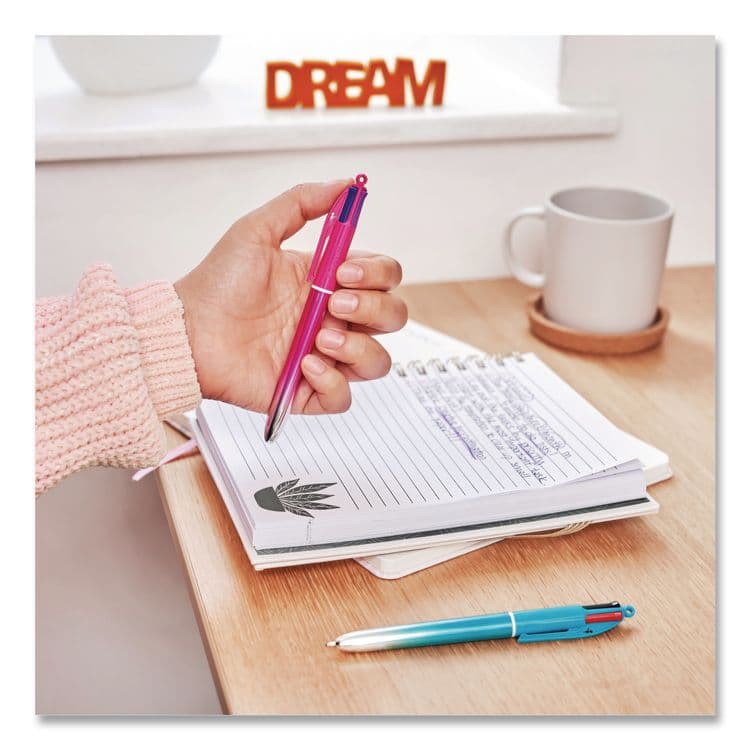 BIC CORP. 4-Color Smooth Multi-Color Ballpoint Pen, Retractable, Medium 1 mm, Black/Blue/Purple/Red Ink, Assorted Barrel Colors, 2/Pack (BICMMSGP2AST) thumbnail 4