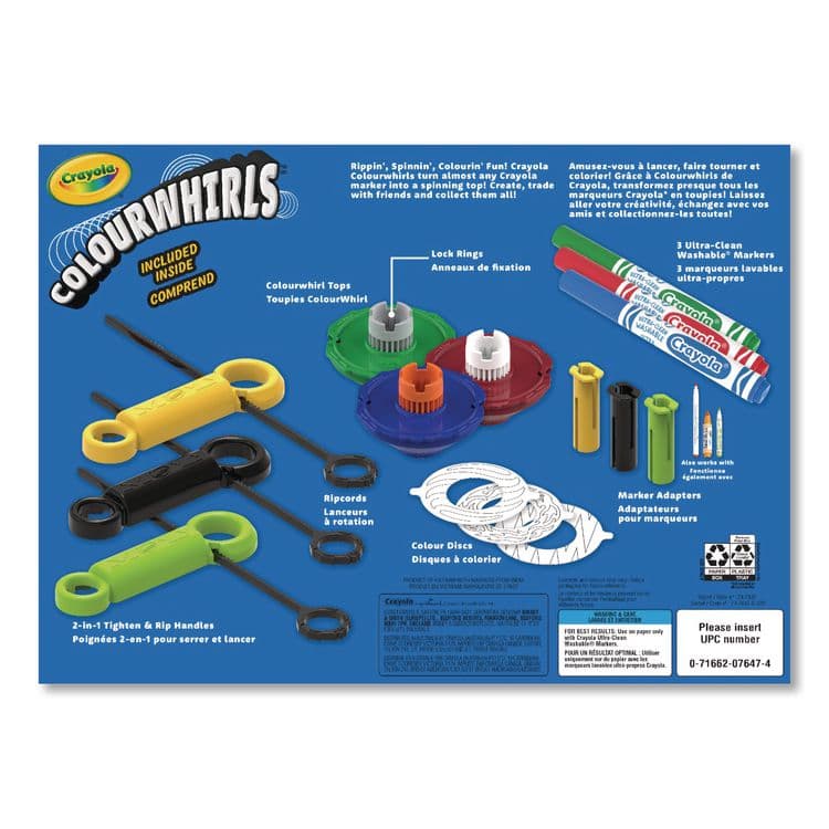 BINNEY & SMITH / CRAYOLA Colourwhirls Toy with (3) Rip-Cord Spinners and (3) Ultra-Clean Washable Markers, Ages 6 and Up, 12 Pieces (CYO747647) thumbnail 2