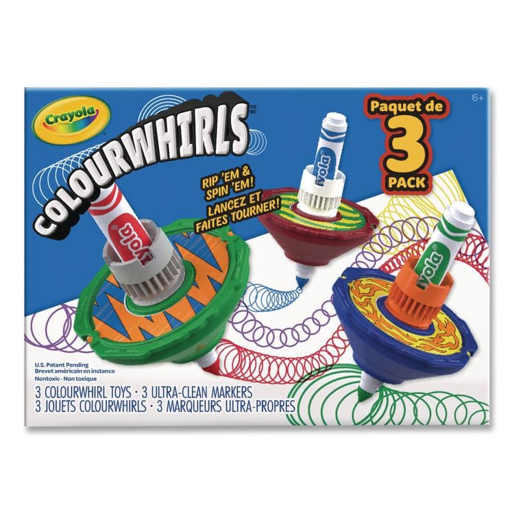 BINNEY & SMITH / CRAYOLA Colourwhirls Toy with (3) Rip-Cord Spinners and (3) Ultra-Clean Washable Markers, Ages 6 and Up, 12 Pieces (CYO747647) thumbnail 3