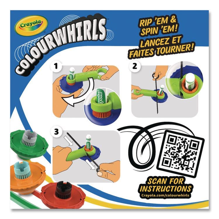 BINNEY & SMITH / CRAYOLA Colourwhirls Toy with (3) Rip-Cord Spinners and (3) Ultra-Clean Washable Markers, Ages 6 and Up, 12 Pieces (CYO747647) thumbnail 4