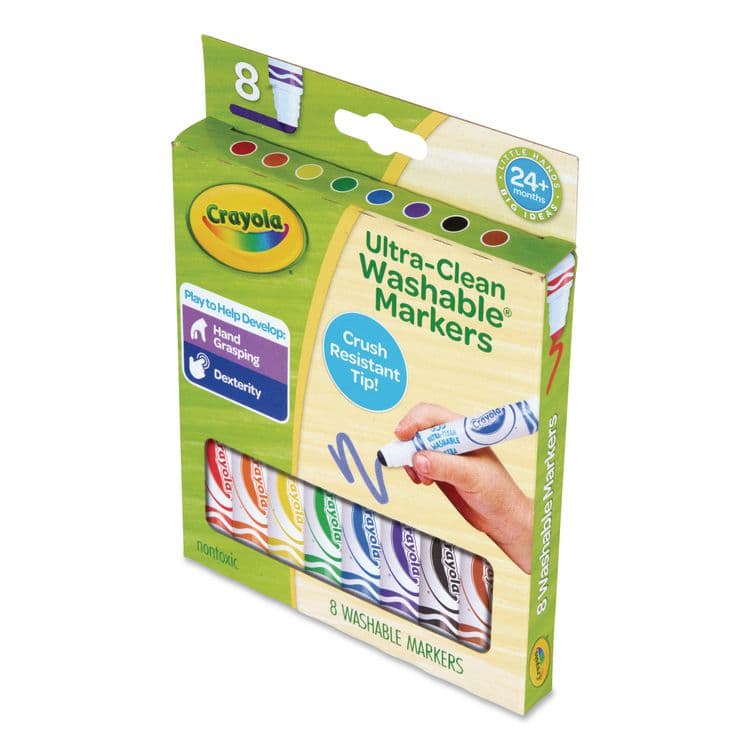 BINNEY & SMITH / CRAYOLA Toddler Friendly Ultra-Clean Washable Markers, Broad Crush-Resistant Dot Tips, Assorted Colors, 8/Pack (CYO811548) thumbnail 3