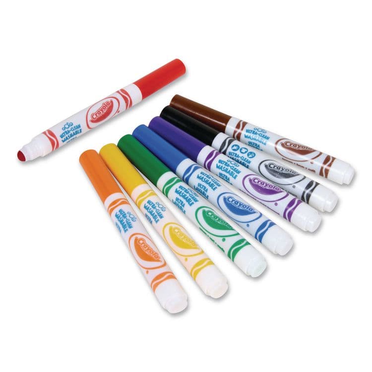 BINNEY & SMITH / CRAYOLA Toddler Friendly Ultra-Clean Washable Markers, Broad Crush-Resistant Dot Tips, Assorted Colors, 8/Pack (CYO811548) thumbnail 4