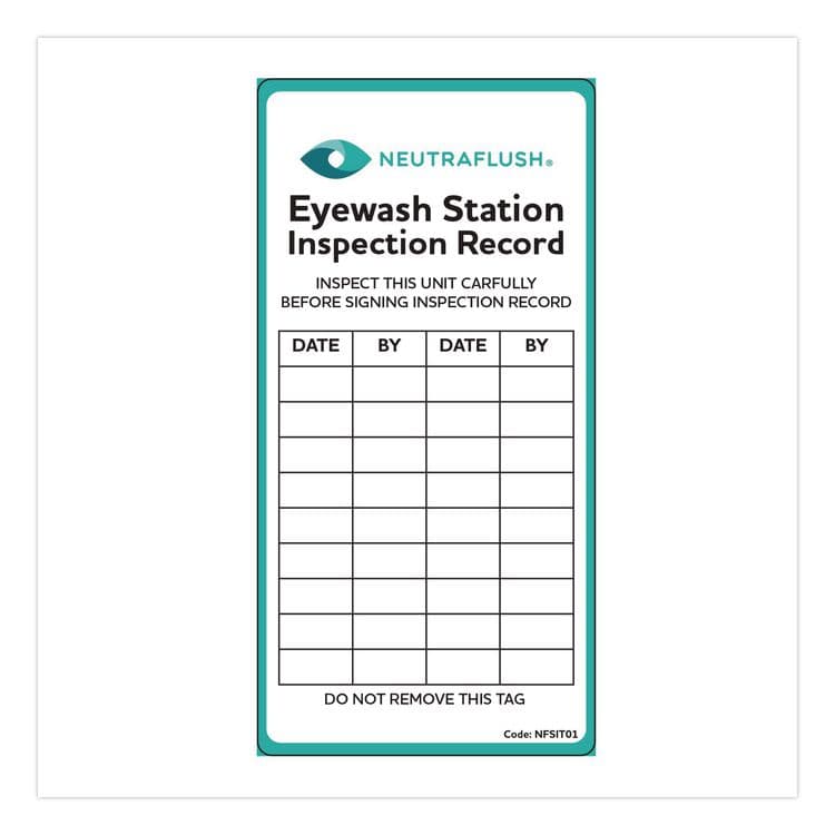 AERO HEALTHCARE Eyewash Station Inspection Label, "Eyewash Station Inspection Record/Chart", 6" x 3", Green/Black/White (AOHNFSIT01)