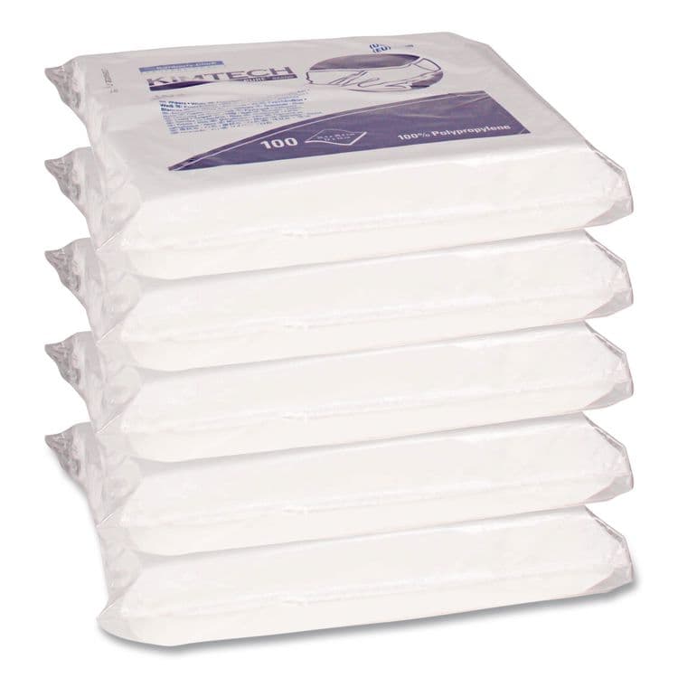 KIMBERLY CLARK W4 Critical Task Wipers, Flat Double Bag, 3-Ply, 9 x 9, Unscented, White, 100/Bag, 5 Bags/Carton (KCC33390) thumbnail 2