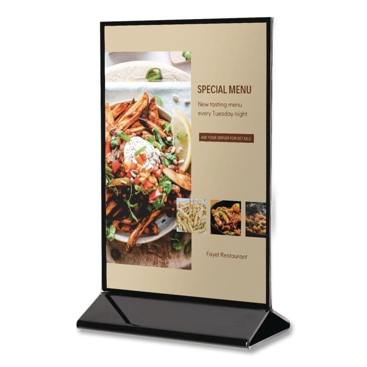 DEFLECTO CORPORATION Tabletop Sign and Menu Holder, 4 x 6 Insert, Clear with Black Frame (DEF4428)