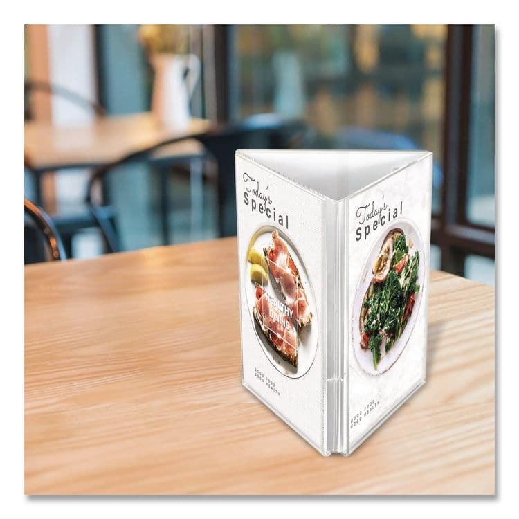 DEFLECTO CORPORATION Tabletop Three-Sided Sign Holder, 4 x 6 Insert, Clear (DEFPX04846) thumbnail 2