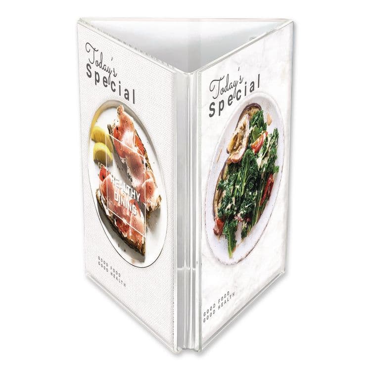 DEFLECTO CORPORATION Tabletop Three-Sided Sign Holder, 5 x 7 Insert, Clear (DEFPX04857)