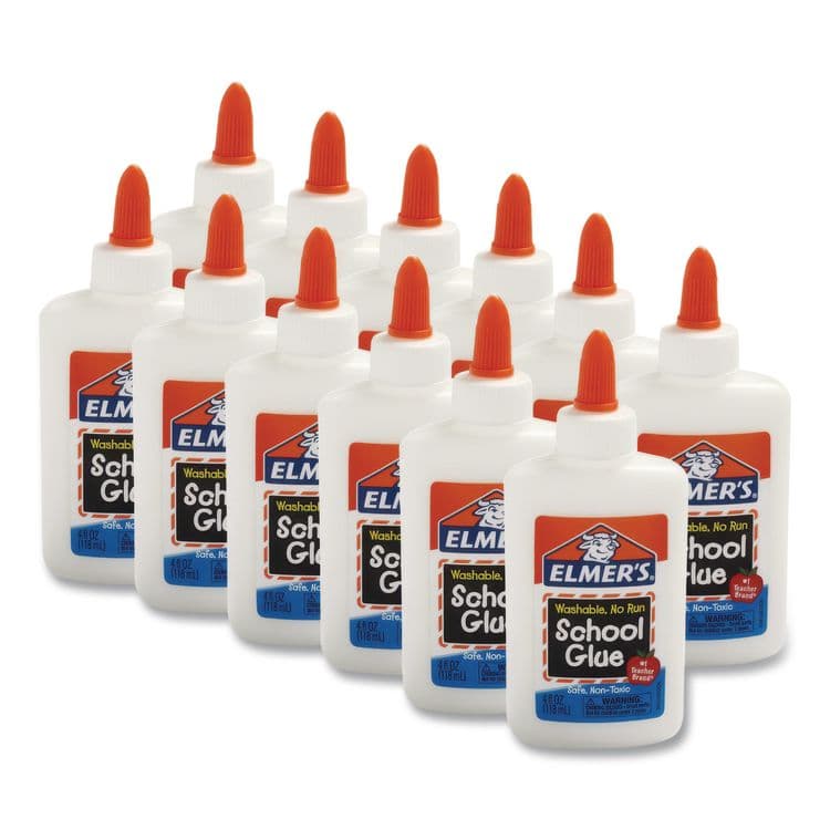 ELMER'S PRODUCTS, . Washable School Glue, 4 oz, Dries Clear, 12/Pack (EPIE304SP)
