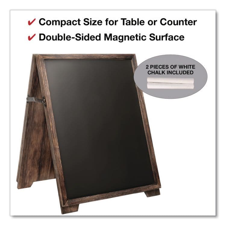 EXCELLO GLOBAL PRODUCTS Desktop A-Frame Chalkboard, Black Surface, Brown Wood Frame, 13 x 14.5 x 17 (EXOEGPHD0547) thumbnail 3