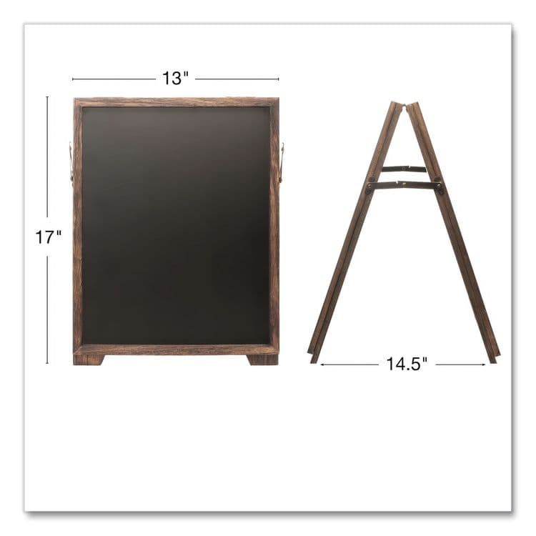 EXCELLO GLOBAL PRODUCTS Desktop A-Frame Chalkboard, Black Surface, Brown Wood Frame, 13 x 14.5 x 17 (EXOEGPHD0547) thumbnail 4