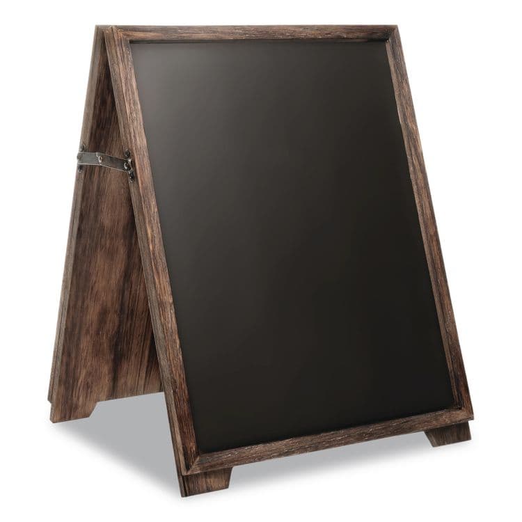 EXCELLO GLOBAL PRODUCTS Desktop A-Frame Chalkboard, Black Surface, Brown Wood Frame, 13 x 14.5 x 17 (EXOEGPHD0547)
