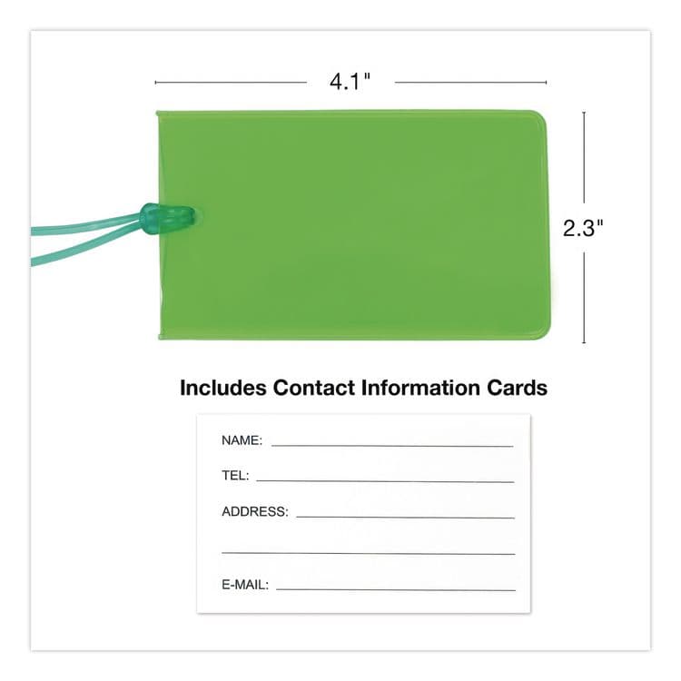 EXCELLO GLOBAL PRODUCTS Luggage Tags 4.1 x 2.3, PVC, Assorted Colors, 4/Pack (EXOSPLSTRVL0002) thumbnail 2