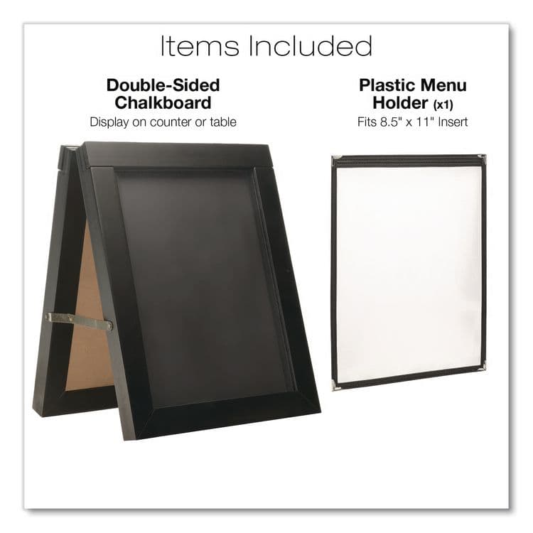 EXCELLO GLOBAL PRODUCTS Double Sided A-Frame Chalkboard and Menu Holder, Black/Clear 8.5 x 11 Surface, Black Frame, 11 x 14 (GPUMENUAFRAME) thumbnail 2
