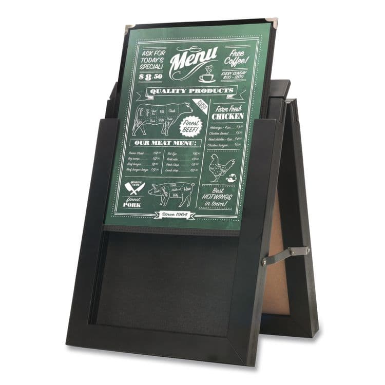 EXCELLO GLOBAL PRODUCTS Double Sided A-Frame Chalkboard and Menu Holder, Black/Clear 8.5 x 11 Surface, Black Frame, 11 x 14 (GPUMENUAFRAME)