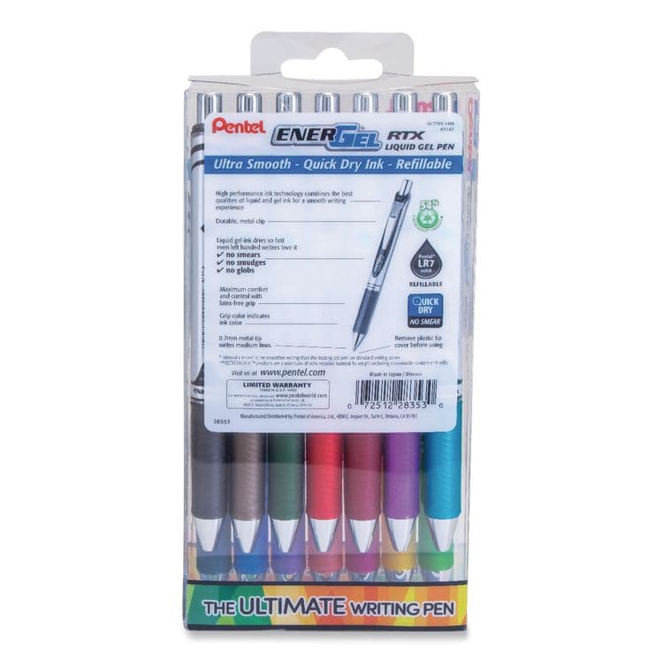 PENTEL OF AMERICA EnerGel RTX Gel Pen, Retractable, Medium 0.7 mm, Assorted Creative Ink and Barrel Colors, 14/Pack (PENBL77PC14M) thumbnail 2