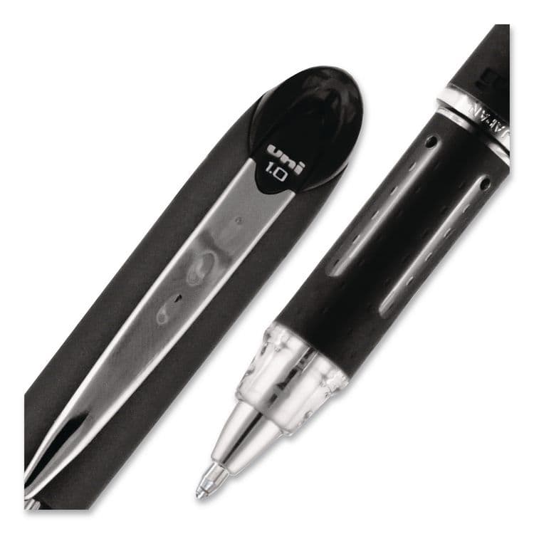 UNI Jetstream Form-Fitting Comfort Grip Hybrid Gel Pen, Stick, Medium 1 mm, Black Ink, Black/Silver Barrel, Dozen (UBC33921DZ) thumbnail 2