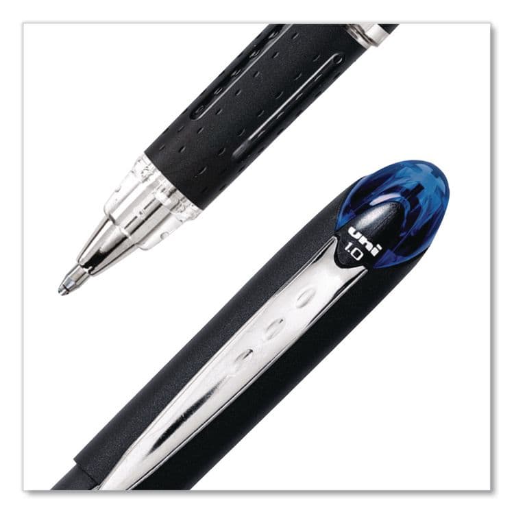 UNI Jetstream Form-Fitting Comfort Grip Hybrid Gel Pen, Stick, Medium 1 mm, Blue Ink, Black/Silver/Blue Barrel, Dozen (UBC33922DZ) thumbnail 2