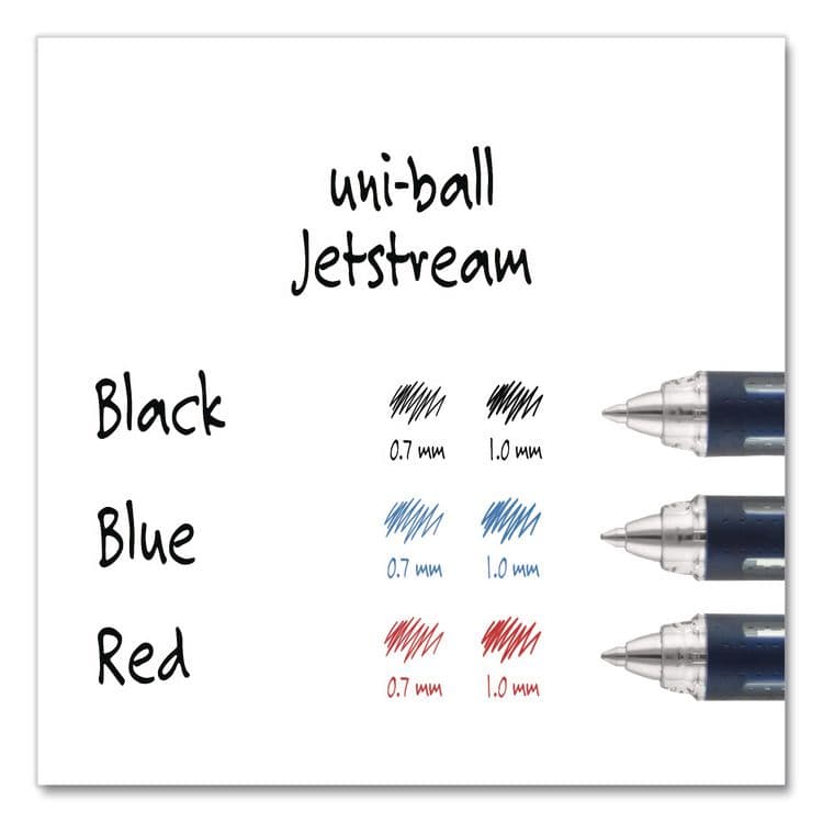UNI Jetstream Form-Fitting Comfort Grip Hybrid Gel Pen, Stick, Medium 1 mm, Blue Ink, Black/Silver/Blue Barrel, Dozen (UBC33922DZ) thumbnail 4