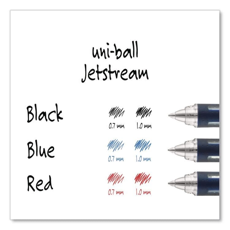 UNI Jetstream Form-Fitting Comfort Grip Hybrid Gel Pen, Stick, Fine 0.7 mm, Blue Ink, Black/Silver/Blue Barrel, Dozen (UBC40174DZ) thumbnail 4