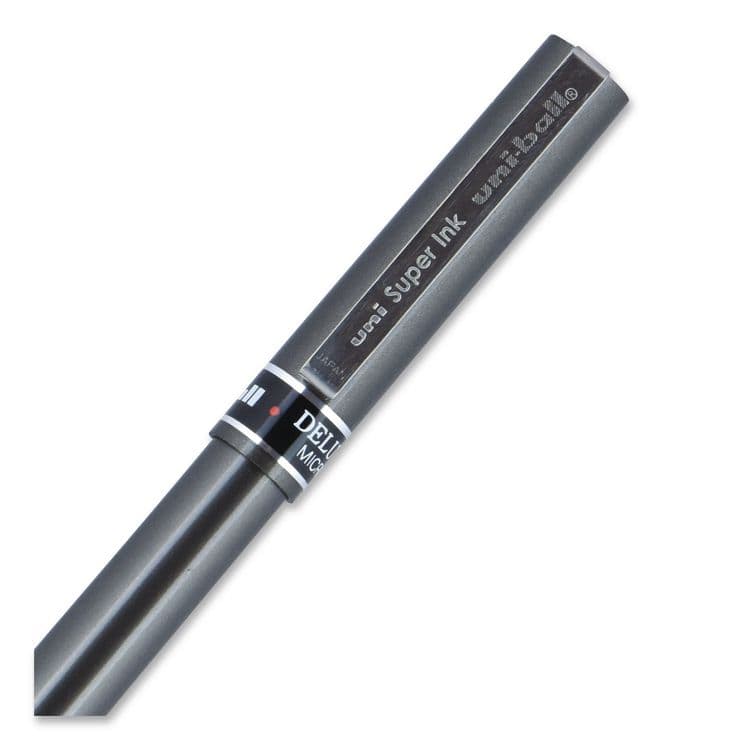 UNI Deluxe Rollerball Pen, Stick, Micro 0.5 mm, Red Ink, Metallic Gray/Black/Red Barrel (UBC60026EA) thumbnail 4