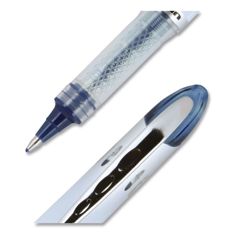 UNI VISION ELITE BLX Series Rollerball Pen, Stick, Bold 0.8 mm, Blue-Infused Black Ink, White/Blue/Clear Barrel, Dozen (UBC61232DZ) thumbnail 2
