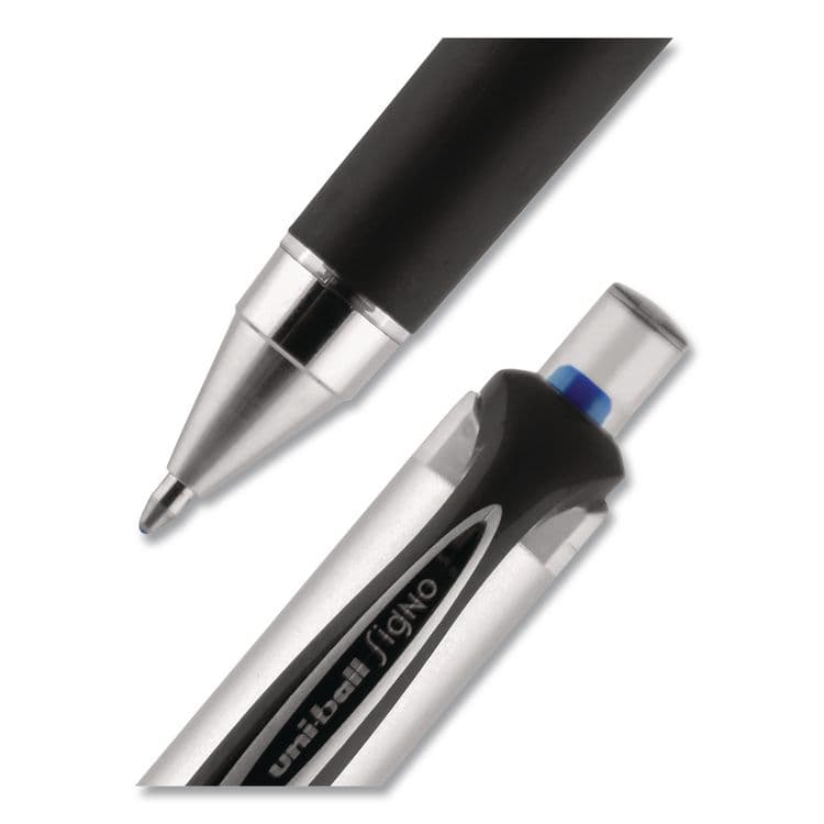 UNI 207 Impact RT Gel Pen, Retractable, Bold 1 mm, Blue Ink, Black/Blue Barrel, Dozen (UBC65871DZ) thumbnail 2