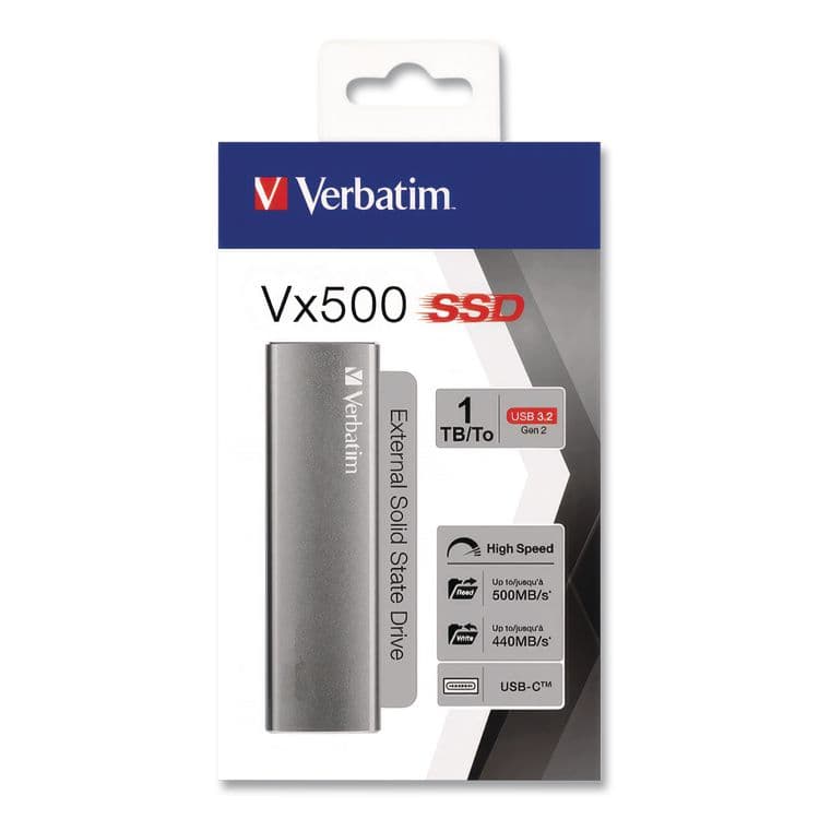 VERBATIM CORPORATION Vx500 External Solid State Drive, 1 TB, USB 3.2 Gen 2, Space Gray (VER47444) thumbnail 3