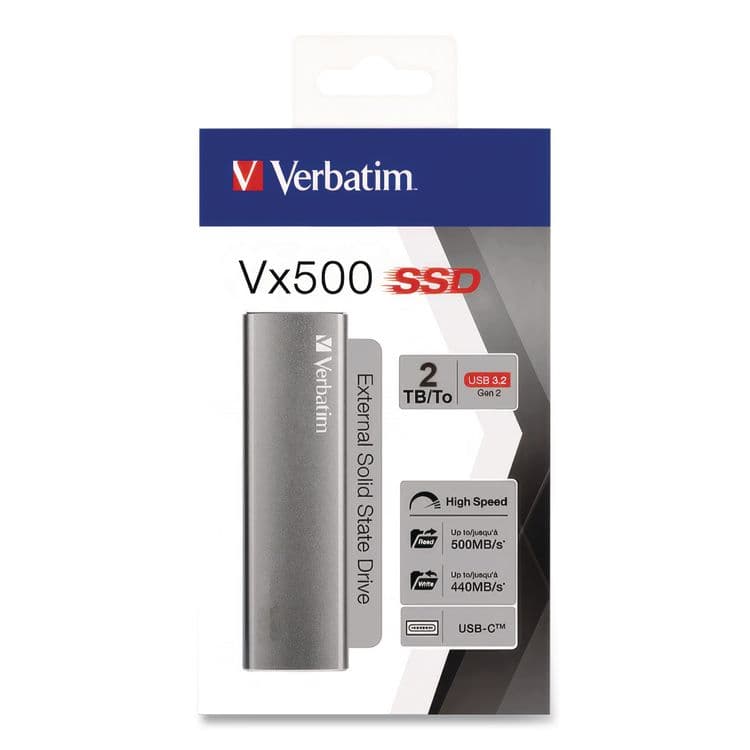 VERBATIM CORPORATION Vx500 External Solid State Drive, 2 TB, USB 3.2 Gen 2, Space Gray (VER47454) thumbnail 3