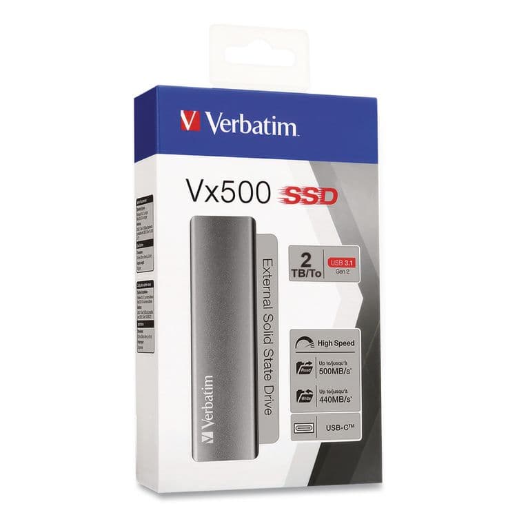 VERBATIM CORPORATION Vx500 External Solid State Drive, 2 TB, USB 3.2 Gen 2, Space Gray (VER47454) thumbnail 4