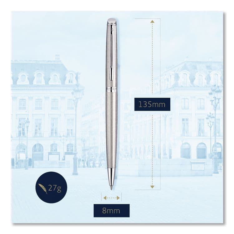 SANFORD Hemisphere Ballpoint Pen, Retractable, Medium 1 mm, Blue Ink, Brushed Stainless Steel/Palladium-Chrome Barrel (WATS0920470) thumbnail 3