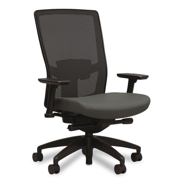 WORKPLACE2.0 500 Series Mesh and Fabric Task Chair, Supports Up to 300 lbs, 17.8" to 22.8" Seat Height, Iron Ore Seat, Black Back/Base (WLB51973)