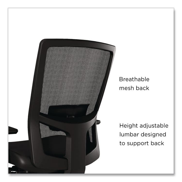 WORKPLACE2.0 500 Series Vinyl and Mesh Task Chair, Supports Up to 300 lbs, 17.8" to 22.8" Seat Height, Black Seat, Black Back, Black Base (WLB51974) thumbnail 2